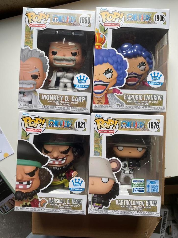 Set 4 Funko Pop figuren uit één stuk Garp Ivankov Kuma Teach, Verzamelen, Poppetjes en Figuurtjes, Ophalen