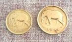 2 munten Belgisch-Congo 1 frank - 2 frank 1946, Ophalen of Verzenden, Overig, Losse munt
