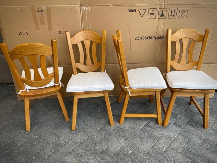 4 massief eiken stoelen / NIEUWSTAAT !!, Huis en Inrichting, Stoelen, Zo goed als nieuw, Hout, Ophalen