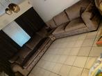 Grote salon hoekbank te koop.zetel taupe velvet kuster style, Huis en Inrichting, Ophalen, Gebruikt