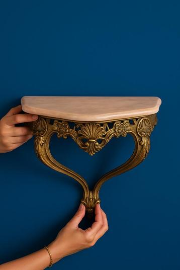 Vintage Italiaanse wandconsole - echt marmer - Barok stijl beschikbaar voor biedingen