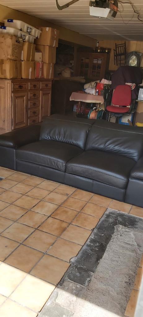 ROCHE-BOBOIS ZWARTE LEREN BANK, Huis en Inrichting, Zetels | Zetels, Zo goed als nieuw, Leer, Ophalen