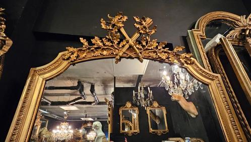 Antieke vergulde staande grote spiegel.., Antiek en Kunst, Antiek | Spiegels, Ophalen