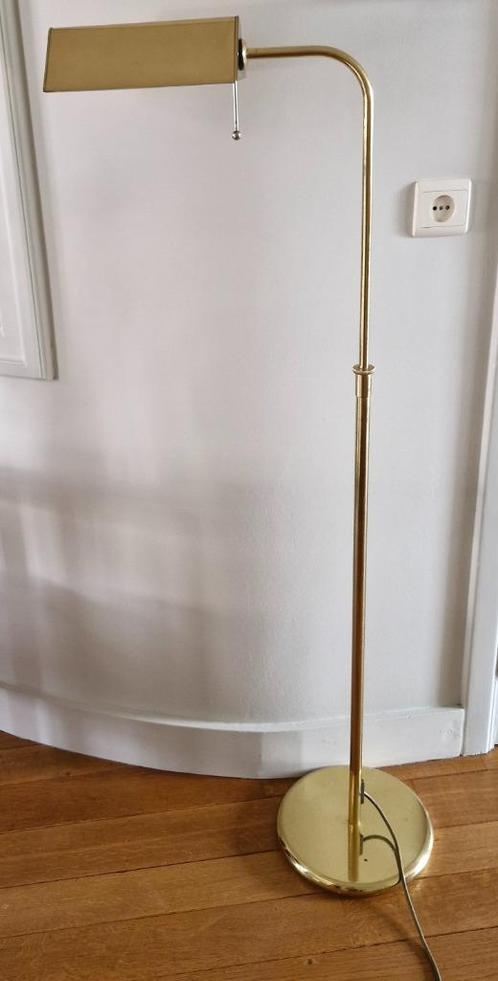 Vintage koperen vloerlamp, leeslamp Solken Leuchten, Huis en Inrichting, Lampen | Vloerlampen, Gebruikt, 100 tot 150 cm, Metaal