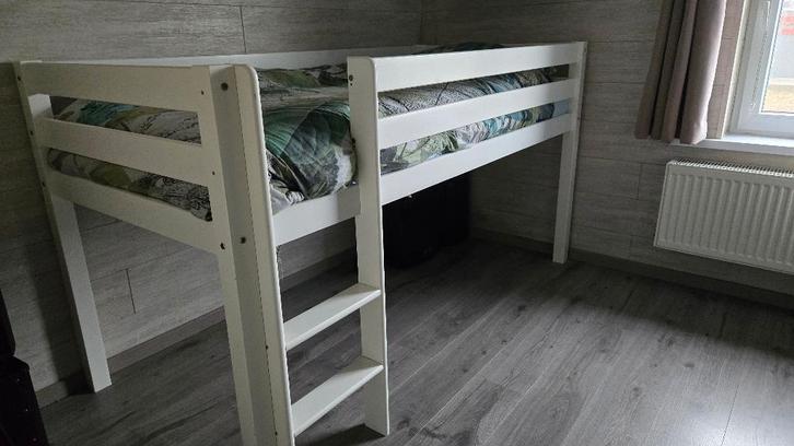 Halve hoogslaper bed wit, Huis en Inrichting, Slaapkamer | Stapelbedden en Hoogslapers, Gebruikt, Halfhoogslaper, 90 cm, 200 cm