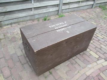 Mooie Grote Retro Houten Legerkist - 110x54x55 beschikbaar voor biedingen