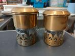 2 vintage messing theeglazen compleet, Huis en Inrichting, Ophalen of Verzenden