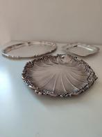 3 verzilverde schotels gesigneerd OW+6 plateau merktekens, Antiek en Kunst, Ophalen of Verzenden