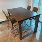 Keukentafel 150x90 H90  +4 Lederen stoelen, Huis en Inrichting, Tafels | Eettafels, Ophalen of Verzenden, Zo goed als nieuw
