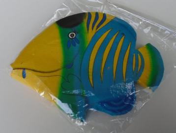 HOUTEN VIS 20 CM Nr 7 GEEL BLAUW NIEUW beschikbaar voor biedingen
