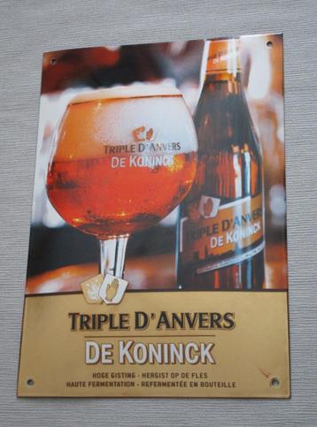 Panneau publicitaire en émail pour bière Triple D'Anvers