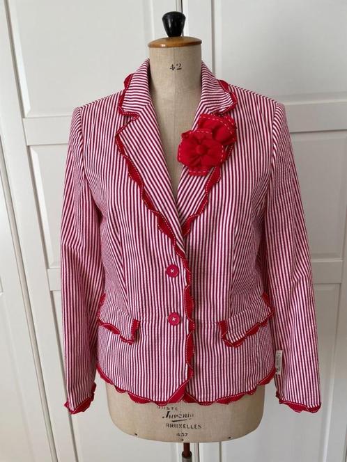 Gestreepte Blazer/Jasje : Wit & Rood - White Label - 42 -New, Kleding | Dames, Jasjes, Kostuums en Pakken, Nieuw, Jasje, Maat 42/44 (L)