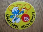 Vintage Sticker GB Smurfen Peyo Spaar mee voor Sport, Verzamelen, Stripfiguren, Ophalen of Verzenden, Smurfen, Nieuw, Plaatje, Poster of Sticker