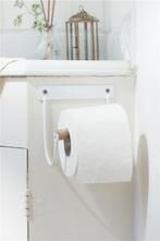Toilet paper holder w/wooden roll ~Wit~ landelijk, Huis en Inrichting, Ophalen of Verzenden, Nieuw, Wit, Overige typen