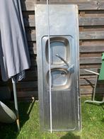Inox keukenblad met 2 afwas bakken., Ophalen, Gebruikt