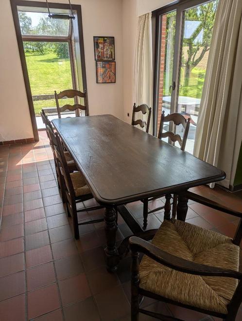 Tafel met stoelen EBENO (Franse eik), Huis en Inrichting, Tafels | Eettafels, Gebruikt, 50 tot 100 cm, 200 cm of meer, Vijf personen of meer