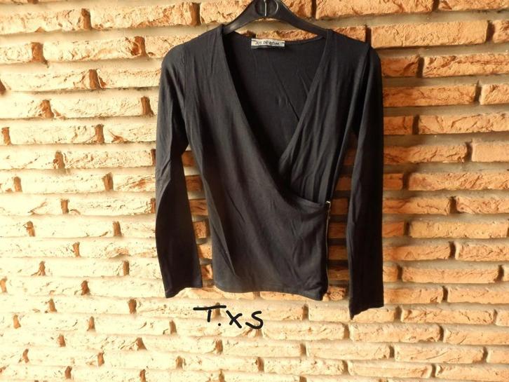 (62)- blouse femme t.XS noire - jus de pom -, Kleding | Dames, Blouses en Tunieken, Zo goed als nieuw, Maat 34 (XS) of kleiner
