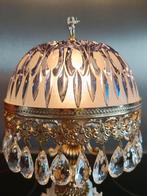 Lampe Parisienne Antiquité porcelaine pampilles cristal 1920, Antiquités & Art