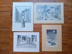 4 prachtige potloodtekeningen gesigneerd en gedateerd, Antiek en Kunst, Kunst | Tekeningen en Fotografie, Ophalen of Verzenden