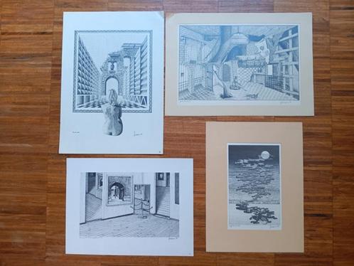 4 prachtige potloodtekeningen gesigneerd en gedateerd, Antiek en Kunst, Kunst | Tekeningen en Fotografie, Ophalen of Verzenden
