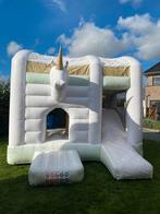 Wit unicorn springkasteel te koop, Hobby en Vrije tijd, Feestartikelen | Verhuur, Ophalen, Gebruikt