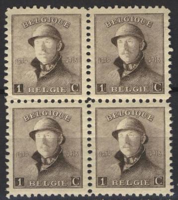 BELGIUM 1919 OBP/COB 165** blok van 4 zegels