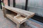 ca. 85 jaar-oude Houten Werkbank met vertikale bankklem, Doe-het-zelf en Bouw, Werkbanken, Ophalen, Gebruikt, 170 cm of meer, Bankschroef