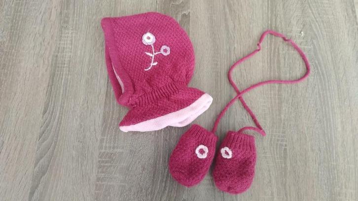 Muts + wanten, Kinderen en Baby's, Babykleding | Mutsen, Sjaals en Wanten, Gebruikt, Setje, Meisje, Ophalen