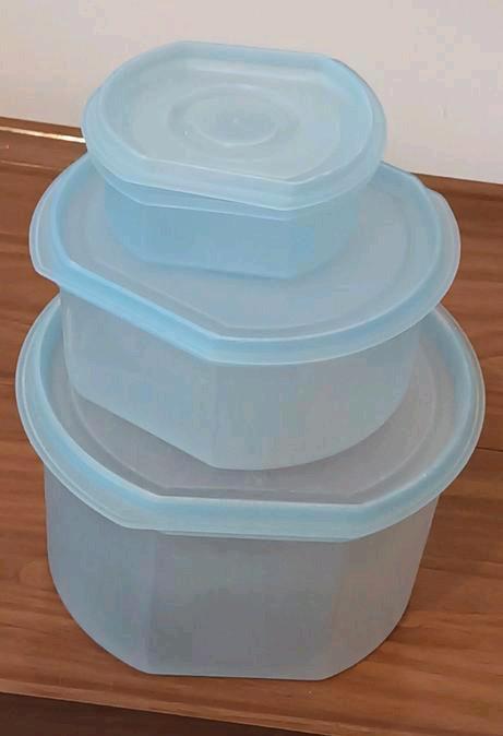 ⭐️ originele ontwerp uit de jaren 90 te zien, lot 3, kwa, Huis en Inrichting, Keuken | Tupperware, Gebruikt, Bus of Trommel, Blauw