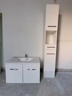 Badkamermeubel: wastafel + hoge kast, Maison & Meubles, Moins de 100 cm, Meuble lavabo, Enlèvement, Utilisé