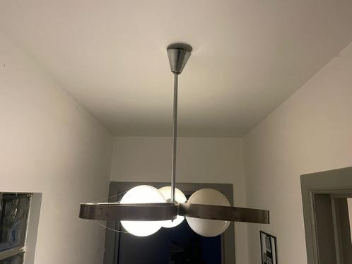 Plafonnier vintage Space Age — métal chromé & globes verre, Huis en Inrichting, Lampen | Plafondlampen, Zo goed als nieuw, Glas