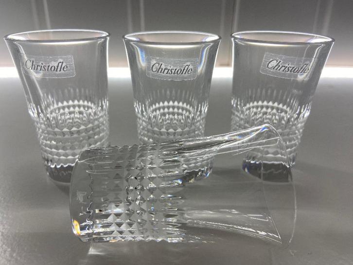Set van 4 Nieuwe shot-/likeurglazen “Christofle” !, Collections, Verres & Petits Verres, Neuf, Verres et Verres à shot, Enlèvement ou Envoi