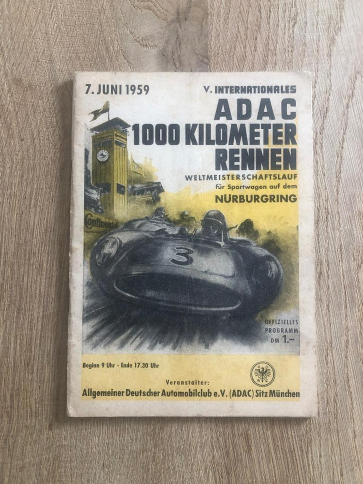 programme course Nürburgring 1000 KM 1959 Aston Ferrari ENB, Collections, Marques automobiles, Motos & Formules 1, Voitures, Enlèvement ou Envoi