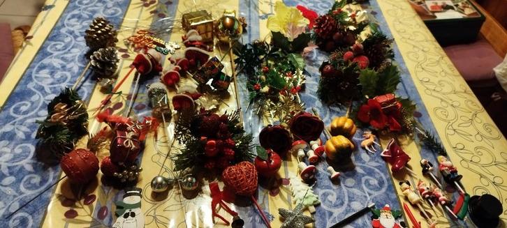 Decoraties, afsnijdsels van boomstammen, planten + slee voor, Diversen, Kerst, Gebruikt, Ophalen of Verzenden