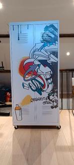 Metalen kast voor jeugd/studentenkamer, Huis en Inrichting, Kasten | Kleerkasten, Ophalen, Met hangruimte, 50 tot 100 cm, Zo goed als nieuw