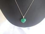 Zilveren ketting met hartje uit serpentine, Nieuw, Ophalen of Verzenden, Met edelsteen, Groen