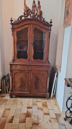 Vitrinekast Ganshoren , in perfecte staat, kleur roodbruin, Antiek en Kunst, Ophalen