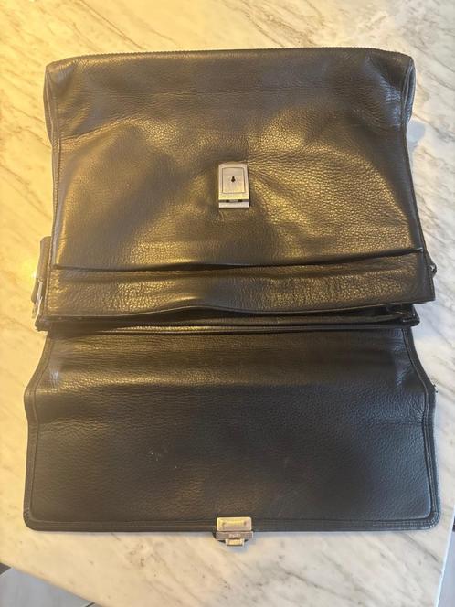 Malette, Handtassen en Accessoires, Tassen | Schooltassen, Gebruikt, Aktetas of Boekentas, Zwart, Leer, Ophalen of Verzenden