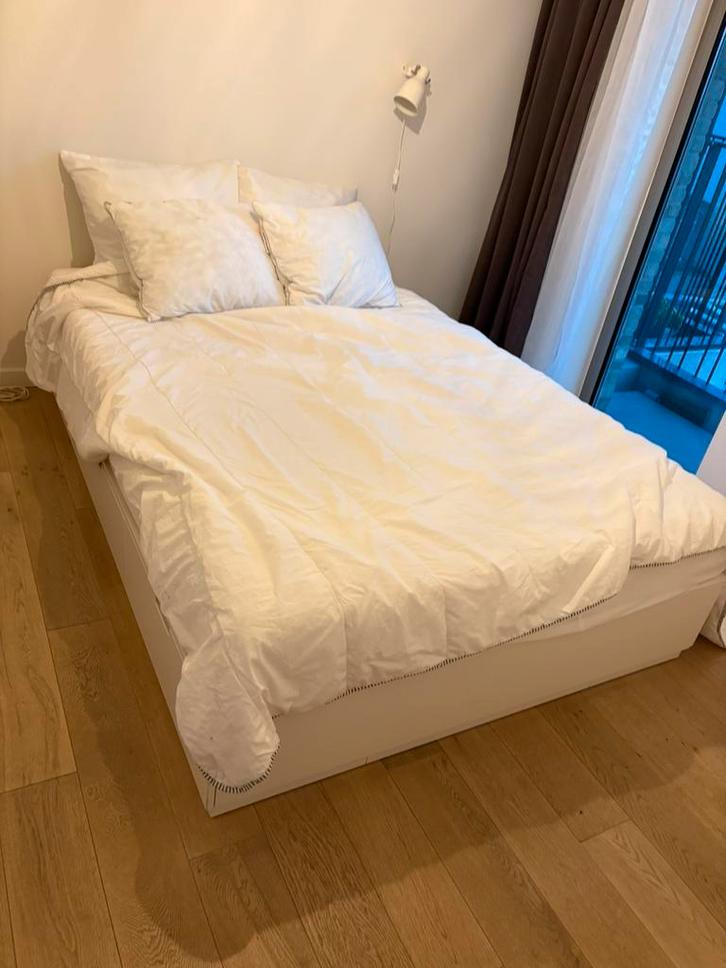 Ikea Nordli bedframe met lades + matras 140x200, Huis en Inrichting, Slaapkamer | Bedden, Zo goed als nieuw, Ophalen