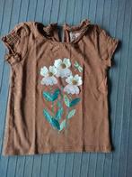 Bruin T-shirt met bloemen - maat 92, Kinderen en Baby's, Kinderkleding | Maat 92, C&A, Meisje, Ophalen of Verzenden, Zo goed als nieuw
