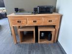 Bijzettafel/bureau teak L120xB50xH78 (cm), Ophalen, Gebruikt, 75 cm of meer, Landelijk, neutraal
