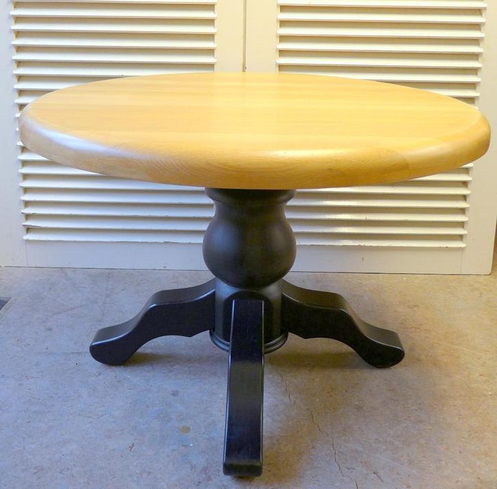 Prachtige zwarte ronde eiken tafel, Huis en Inrichting, Tafels | Eettafels, Zo goed als nieuw, 100 tot 150 cm, 100 tot 150 cm