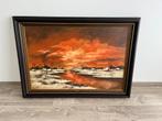 Schilderij Jef Peeters (sneeuwlandschap bij zonsondergang), Ophalen