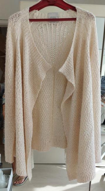 Gilet beige crème ample, maille, doux pailleté Guess SS beschikbaar voor biedingen