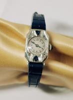 Antieke platinum horloge met diamanten en saffieren, Avec pierre précieuse, Or, Bracelet, Enlèvement ou Envoi