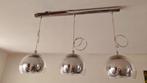 Hanglamp eetkamer aan snoer/koord - 3 doorzichtige bollen, Comme neuf, Modern, 75 cm ou plus, Enlèvement