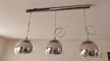 Hanglamp eetkamer aan snoer/koord - 3 doorzichtige bollen