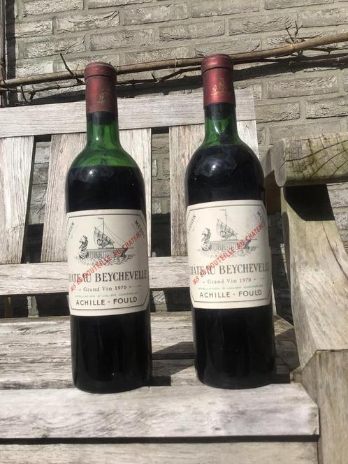 2 flessen (75 cl) 1970 Château Beychevelle, GCC Saint-Julien, Verzamelen, Wijnen, Zo goed als nieuw, Rode wijn, Frankrijk, Verzenden