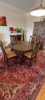 Uitschuifbare massief eikenhouten tafel +6 stoelen, Huis en Inrichting, Tafels | Eettafels, Ophalen, Gebruikt, Eikenhout