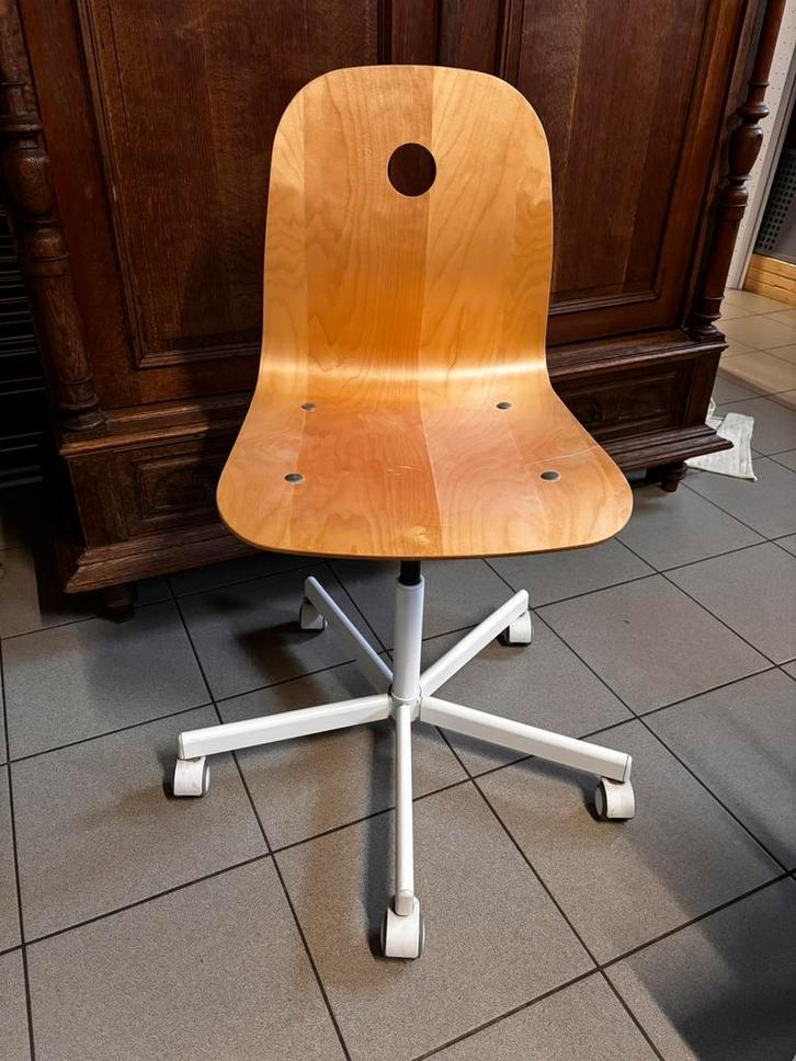 IKEA SPORREN bureaustoel – hout & wit – gebruikt, Huis en Inrichting, Bureaustoelen, Gebruikt, Bureaustoel, Wit, Ergonomisch, Ophalen